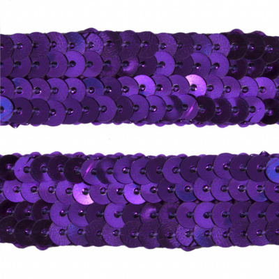 Тесьма с пайетками 12, шир. 20 мм/уп. 25+/-1 м, цвет фиолет - купить в Энгельсе. Цена: 778.19 руб.