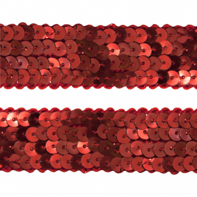 Тесьма с пайетками 3, шир. 20 мм/уп. 25+/-1 м, цвет красный - купить в Энгельсе. Цена: 778.19 руб.