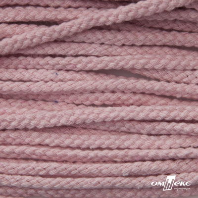 Шнур плетеный d-6 мм круглый, 70% хлопок 30% полиэстер, уп.90+/-1 м, цв.1087-розовый - купить в Энгельсе. Цена: 588 руб.