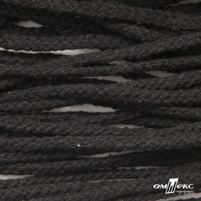Шнур плетеный d-6 мм круглый, 70% хлопок 30% полиэстер, уп.90+/-1 м, цв.1078-черный - купить в Энгельсе. Цена: 594 руб.