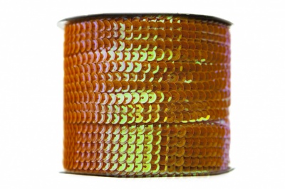 Пайетки "ОмТекс" на нитях, CREAM, 6 мм С / упак.73+/-1м, цв. 88 - оранжевый - купить в Энгельсе. Цена: 300.55 руб.