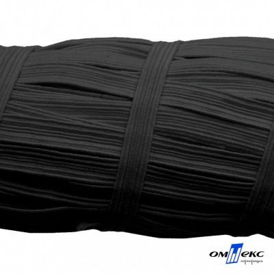 Резиновые нити с текстильным покрытием, шир. 6 мм (55 м/уп), цв.-черный - купить в Энгельсе. Цена: 210.75 руб.