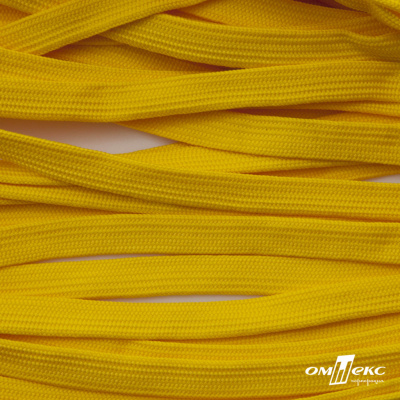 Шнур плетеный (плоский) d-12 мм, (уп.90+/-1м), 100% полиэстер, цв.269 - жёлтый - купить в Энгельсе. Цена: 8.62 руб.