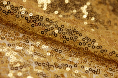 Сетка с пайетками №6, 188 гр/м2, шир.130см, цвет золото - купить в Энгельсе. Цена 371.02 руб.