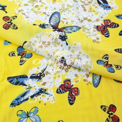 Плательная ткань "Софи" 7.2, 75 гр/м2, шир.150 см, принт бабочки - купить в Энгельсе. Цена 241.49 руб.