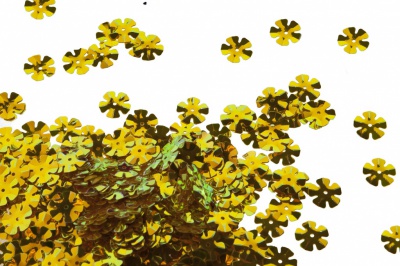Пайетки "ОмТекс" россыпью,DOUBLE SIDED GOLD,цветок 14 мм/упак.50 гр, цв. 0460-золото - купить в Энгельсе. Цена: 80.12 руб.