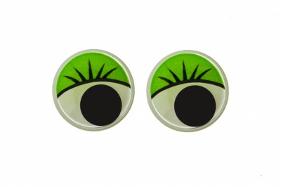Глазки для игрушек, круглые, с бегающими зрачками, 15 мм/упак.50+/-2 шт, цв. -зеленый - купить в Энгельсе. Цена: 113.01 руб.