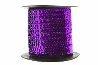 Пайетки "ОмТекс" на нитях, SILVER-BASE, 6 мм С / упак.73+/-1м, цв. 12 - фиолет - купить в Энгельсе. Цена: 300.55 руб.