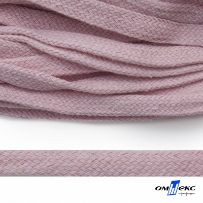 Шнур плетеный d-8 мм плоский, 70% хлопок 30% полиэстер, уп.85+/-1 м, цв.1019-св.розовый - купить в Энгельсе. Цена: 735 руб.