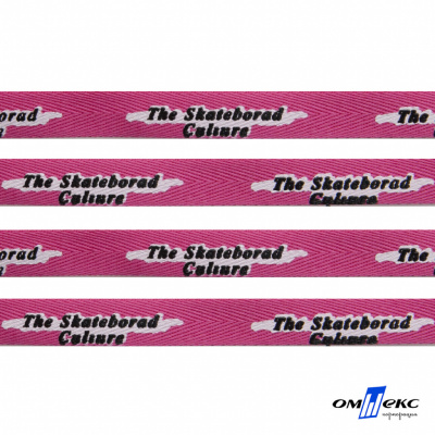Тесьма отделочная (киперная) 10 мм, 100% хлопок,"THE SKATEBOARD CULIURE"(45 м) цв.121-26 -яр.розовый - купить в Энгельсе. Цена: 850.62 руб.
