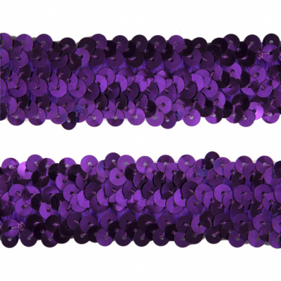 Тесьма с пайетками 12, шир. 30 мм/уп. 25+/-1 м, цвет фиолет - купить в Энгельсе. Цена: 1 098.48 руб.